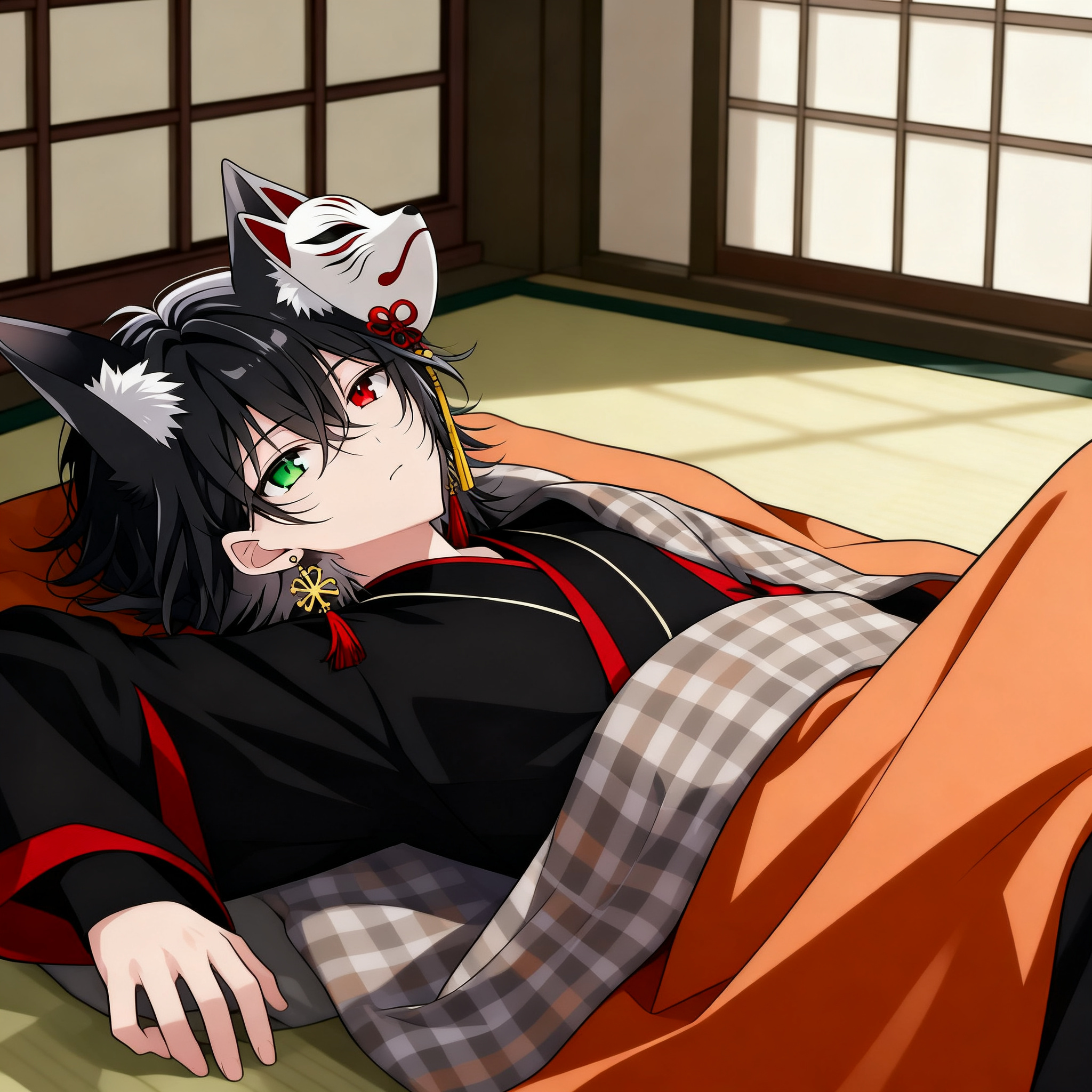 こたつで寛いでいる