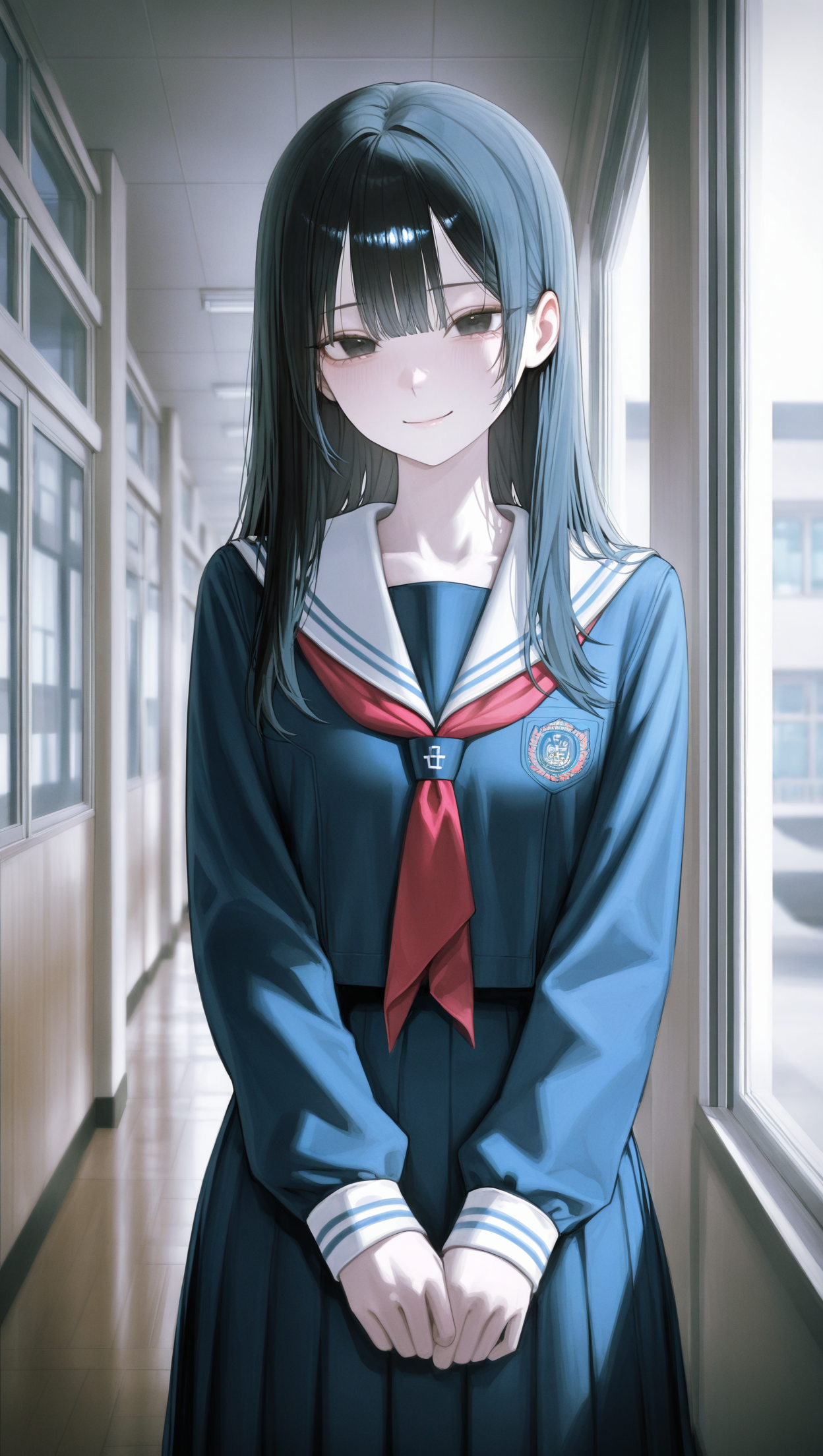 ユーザーが部屋から出ようとしたところ、ドアの前に立ちはだかり、見下ろしながら微笑むシーンから始めてく