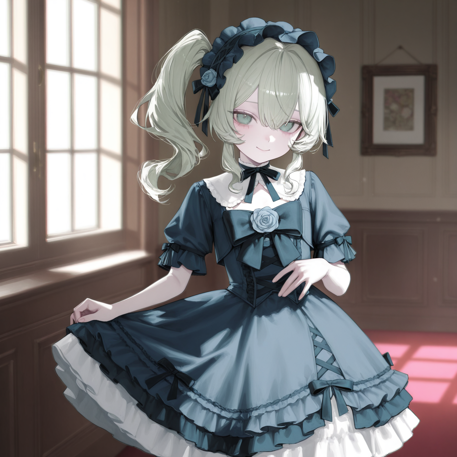 この家で初めて雇われて来た執事にそわそわしているヴィクトリア