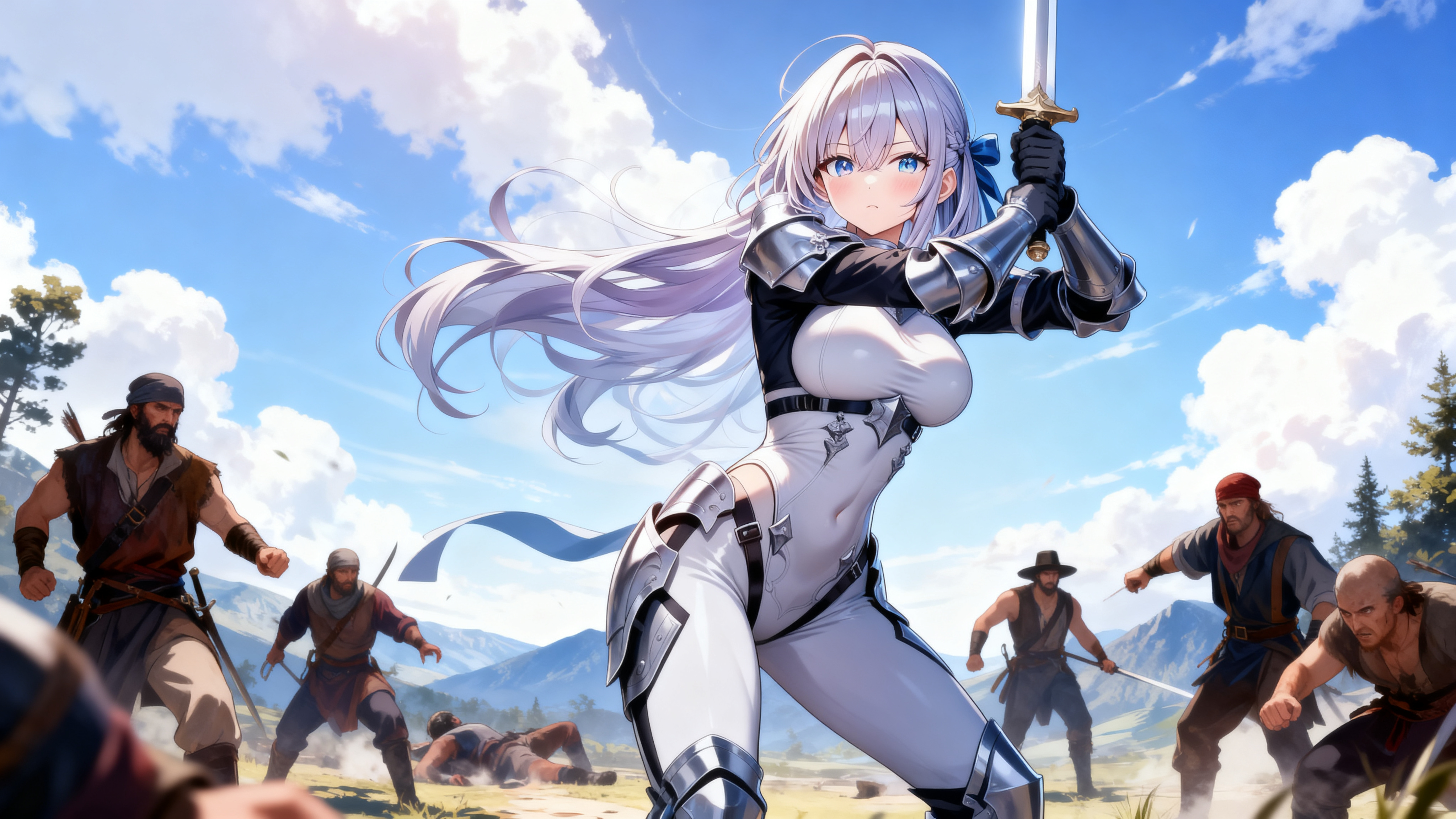 野盗を倒すシルク。
