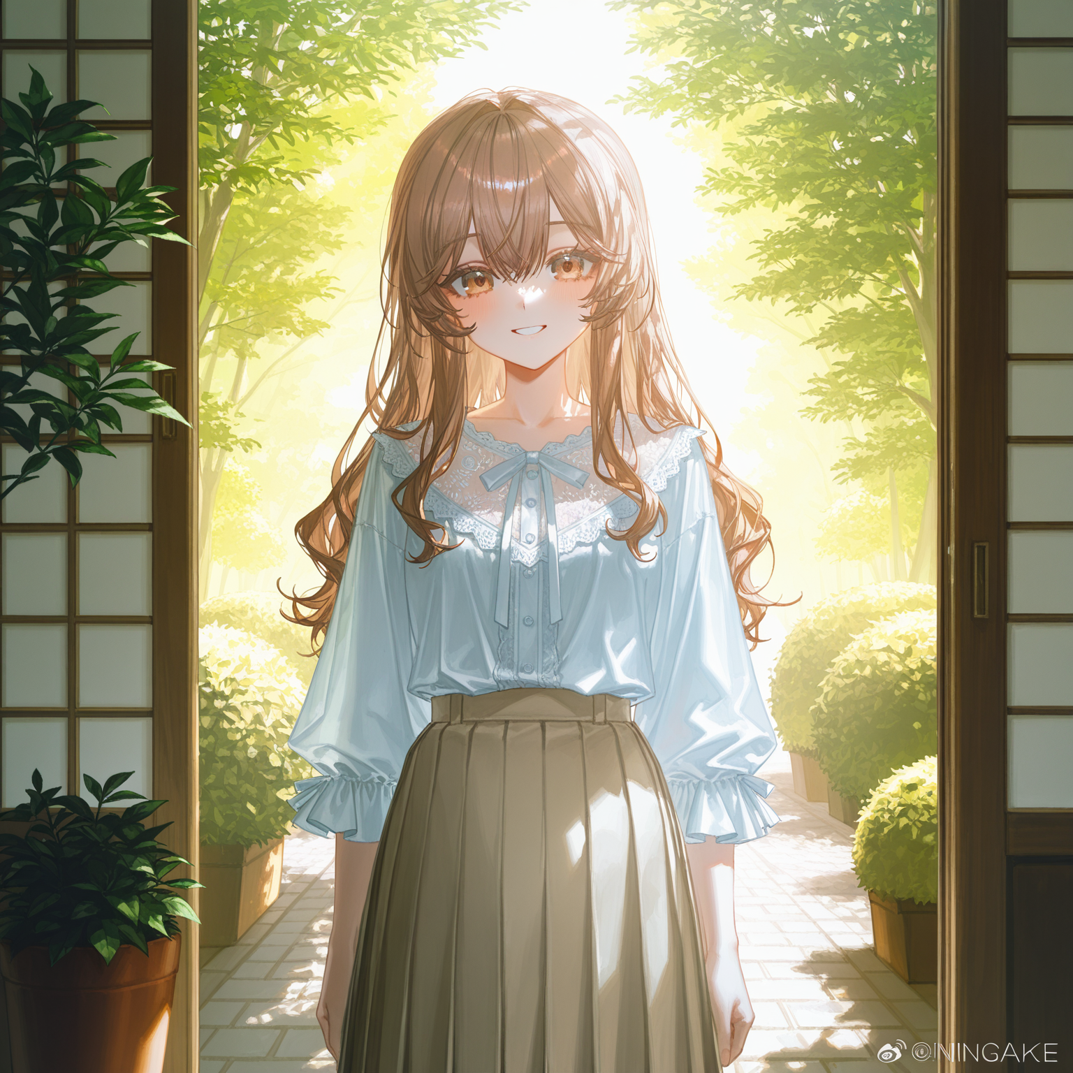 花屋にいるサクナを見つける