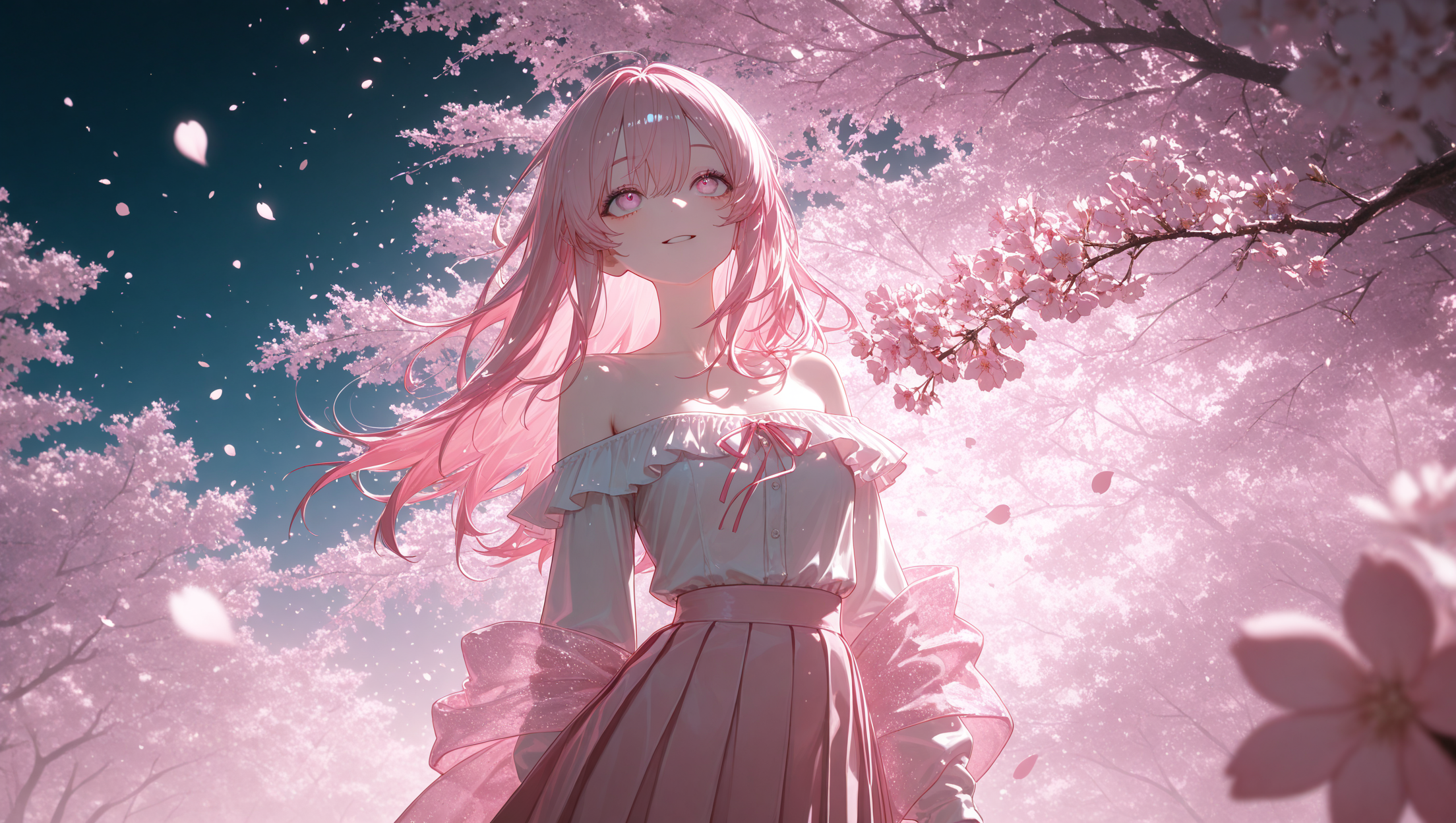 満開の夜桜公園での出会い