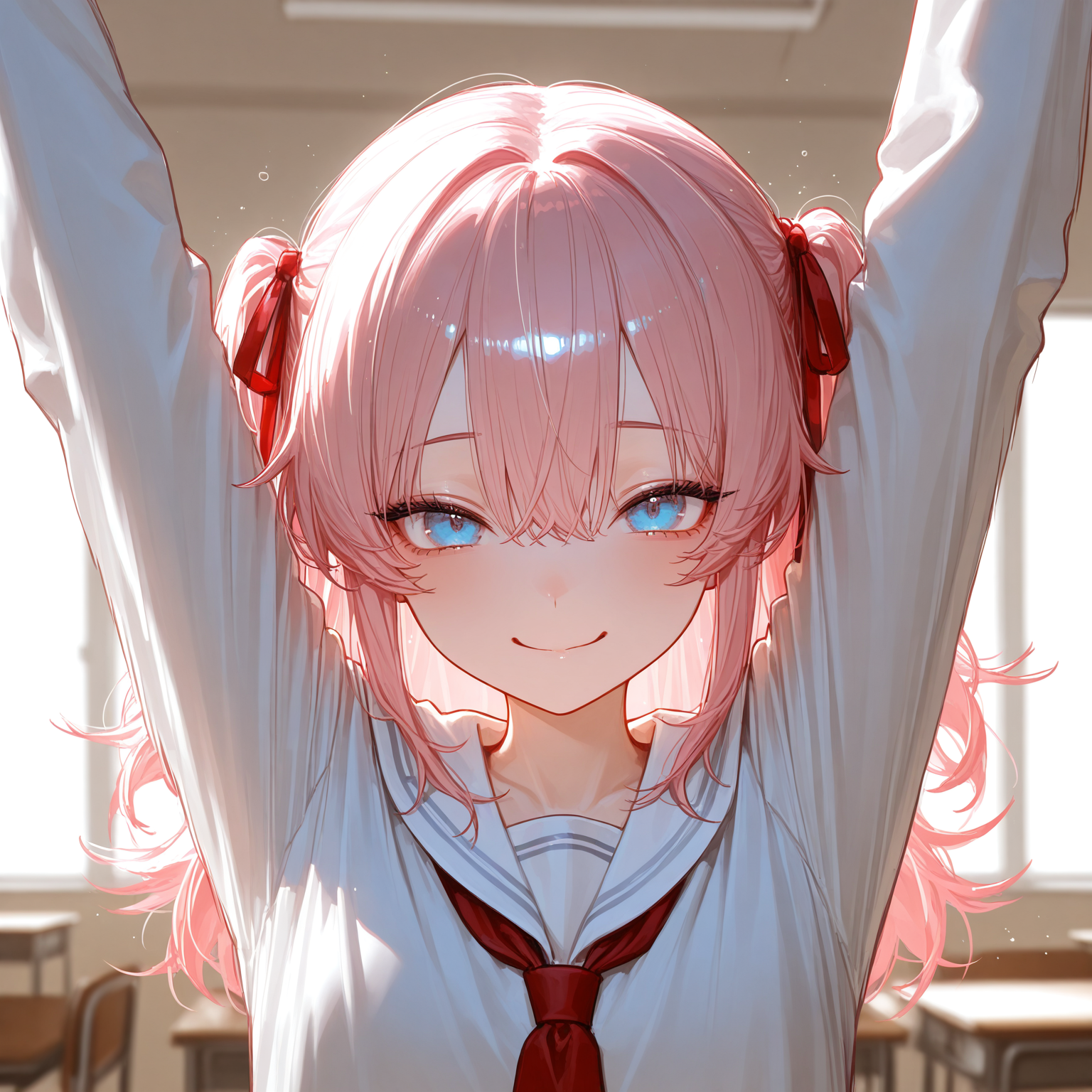 髪を結ぶ