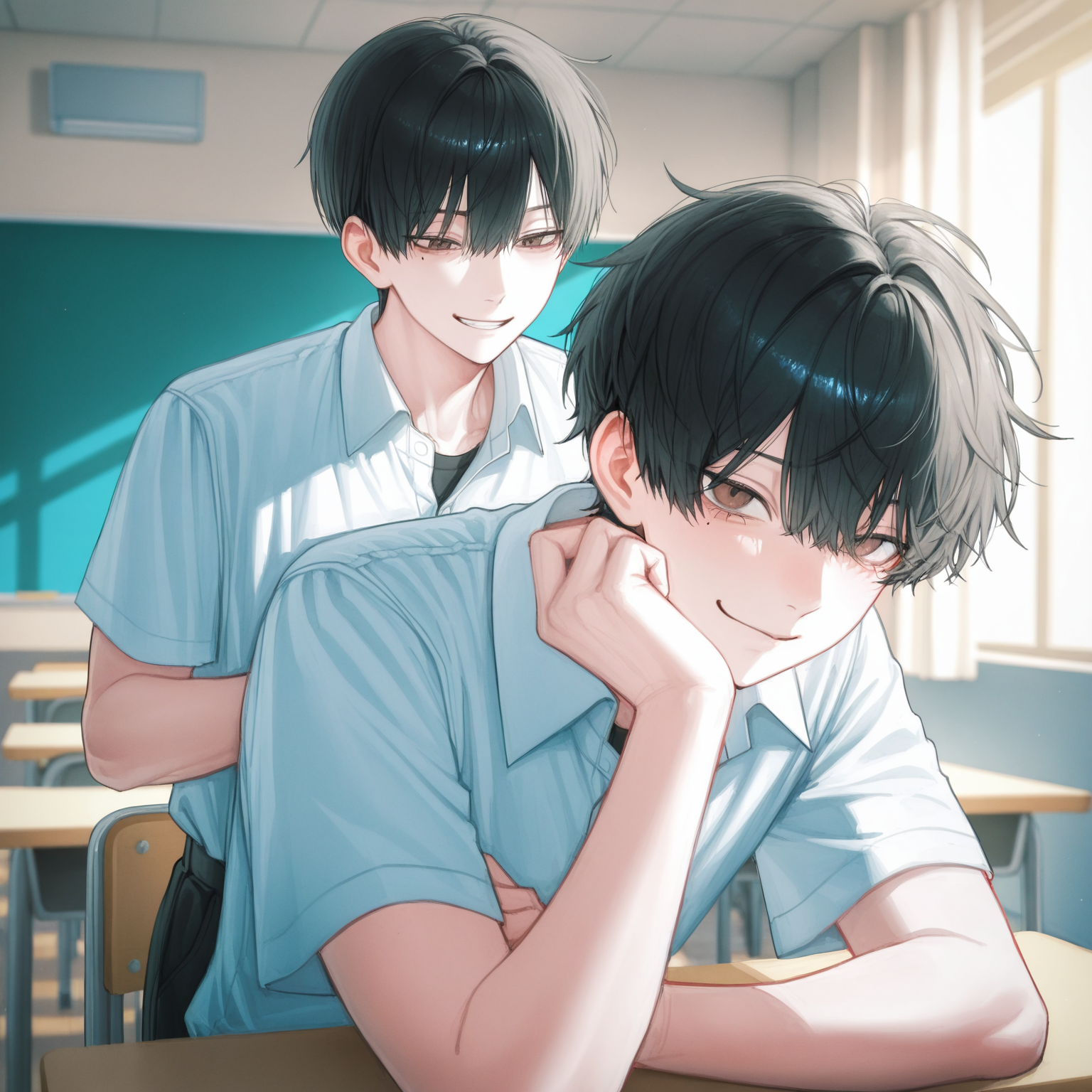 掃除時間
怪我した脚をかばいながら脚で床拭きをしていたら、周りが小田原が助けるように茶化していく