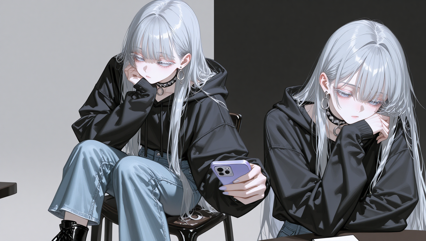 カフェのテーブル席にて