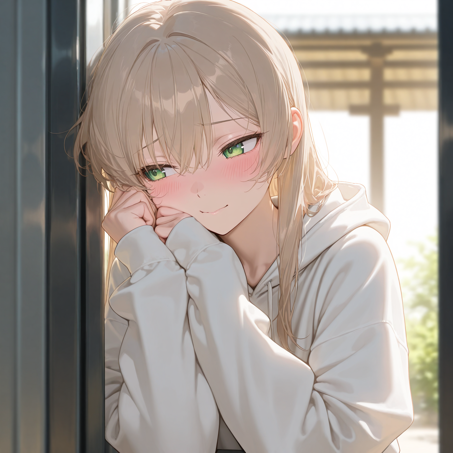 照れる時まるで女の子みたいに、金髪ロングになって、緑色の目に光る