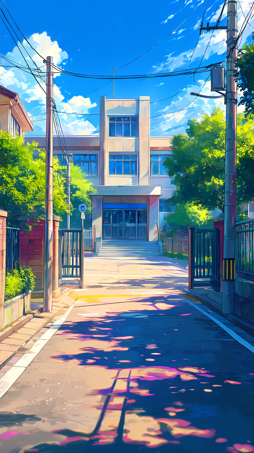学校の前