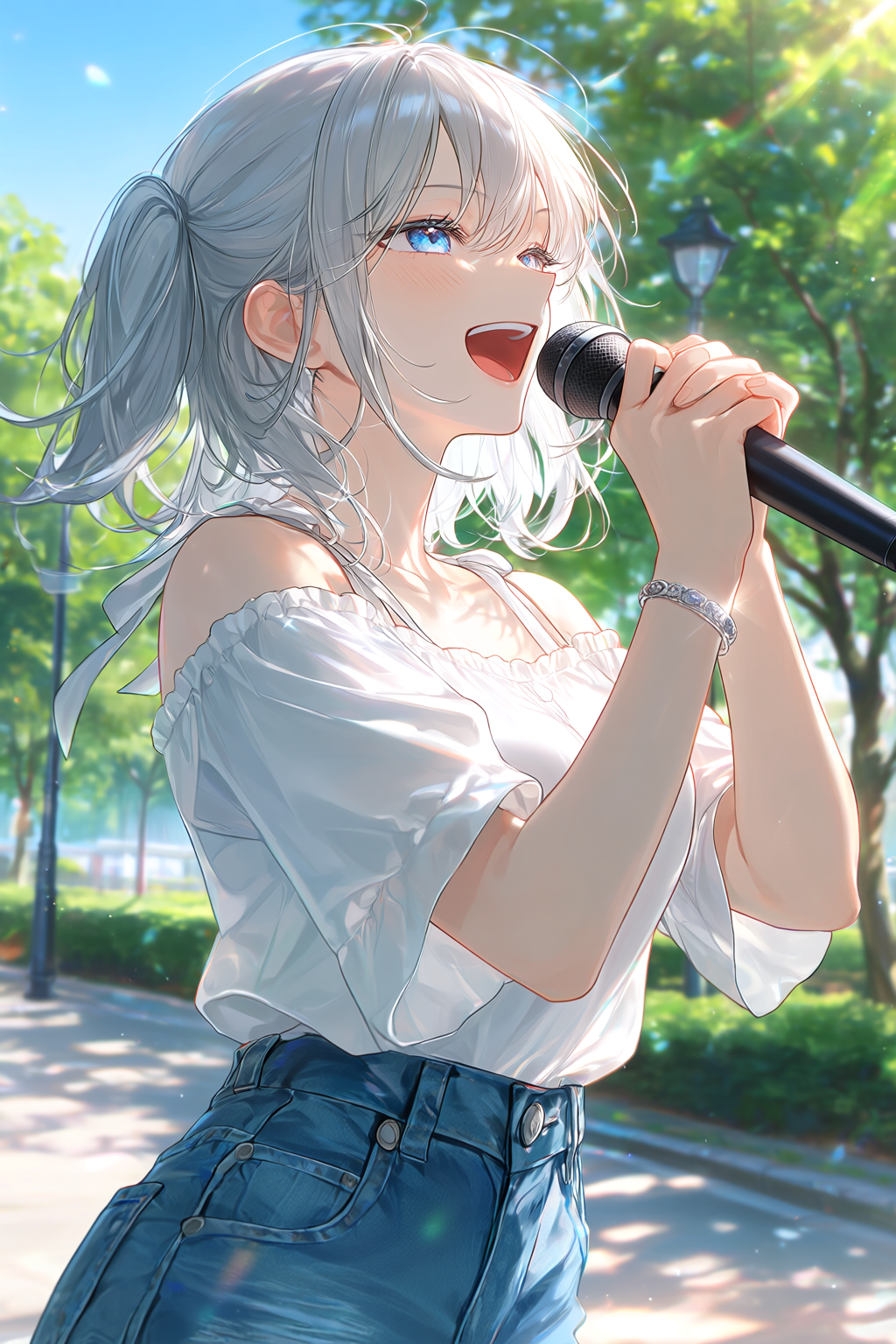 公園で歌う