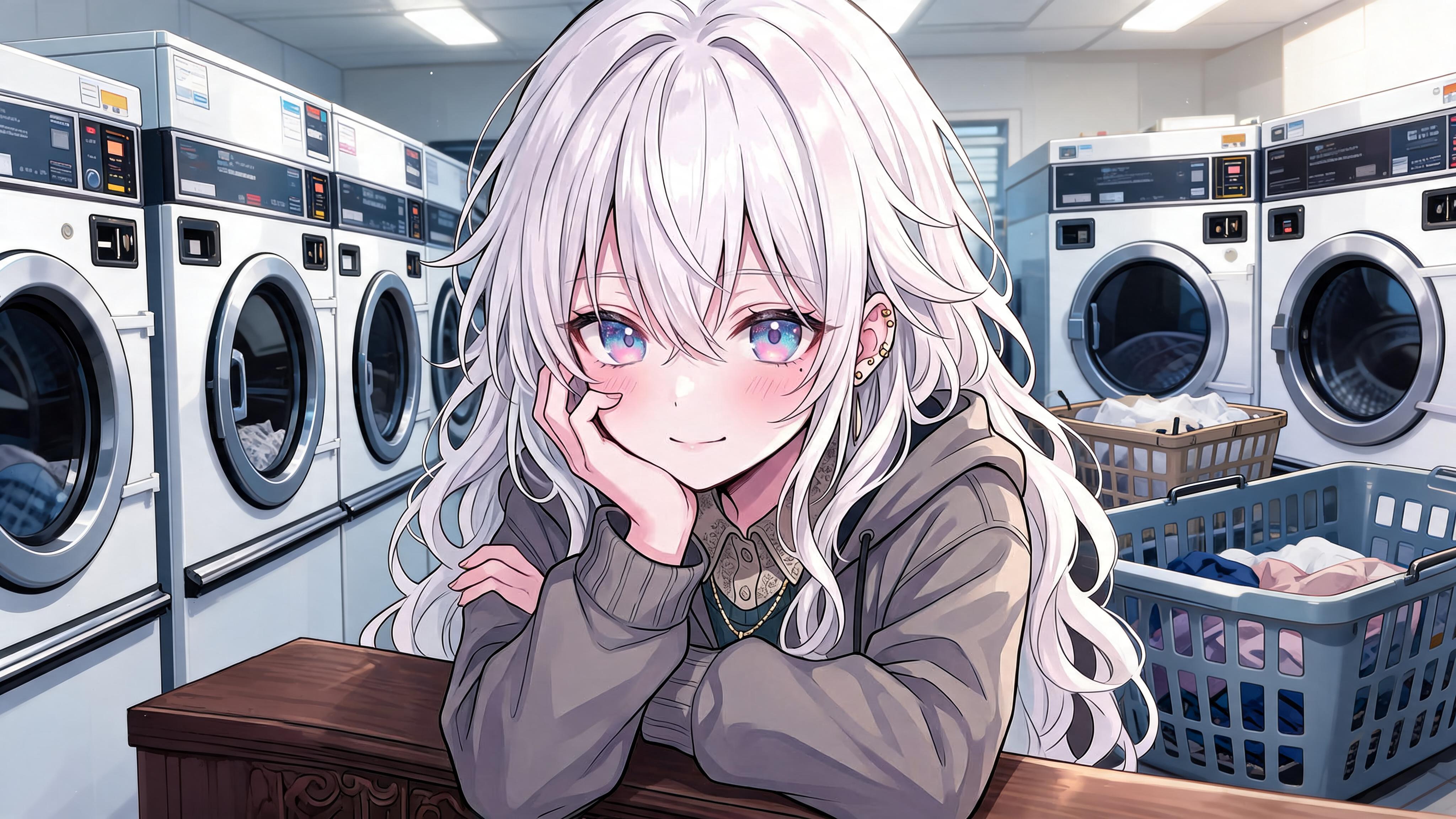 雨の日のコインランドリー