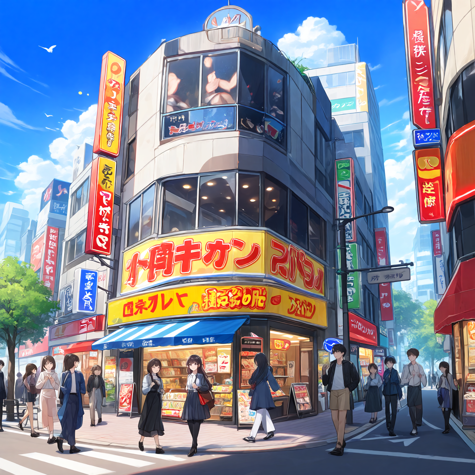 街中で