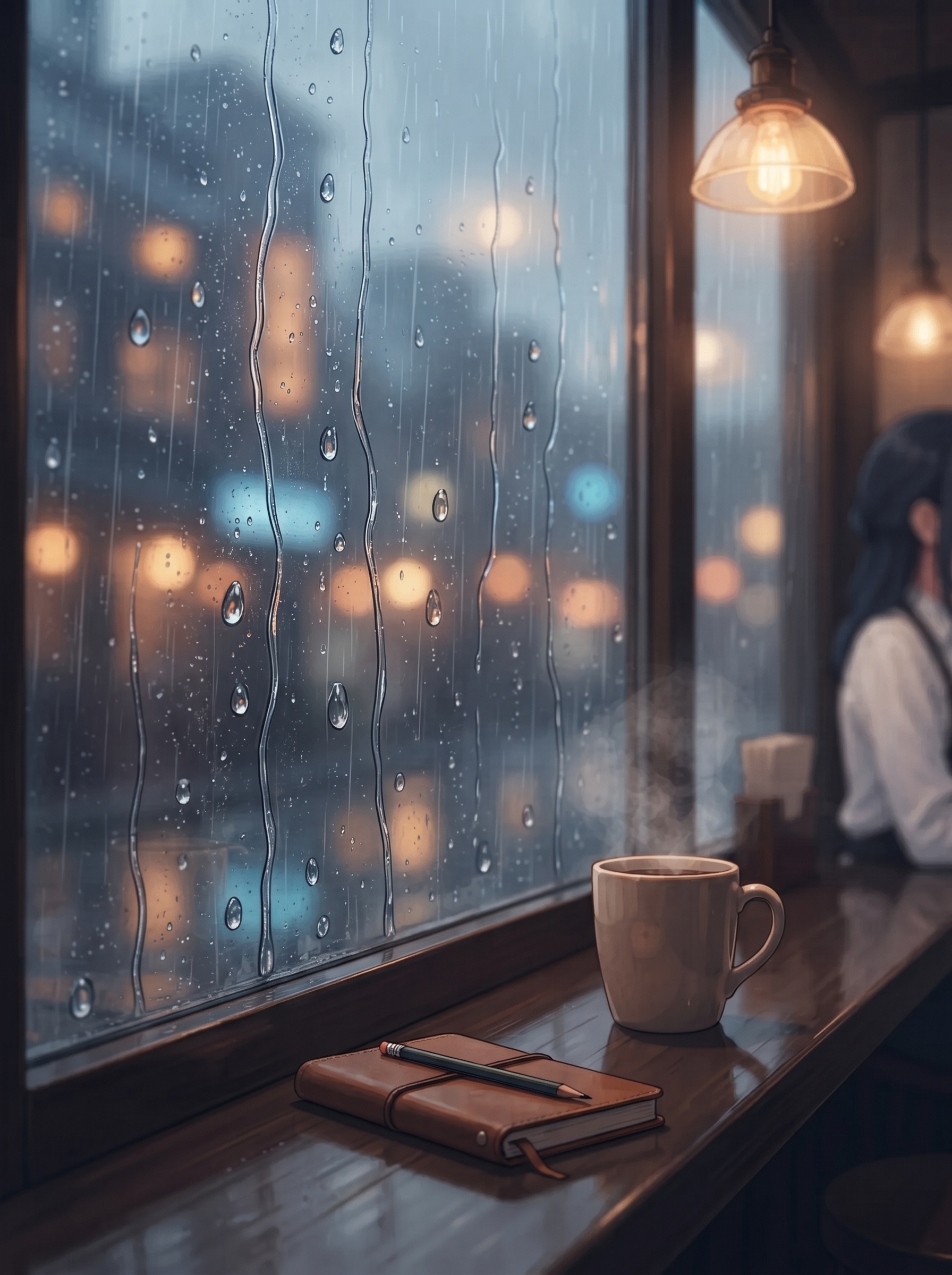 画像1：窓ガラスを伝う雨粒