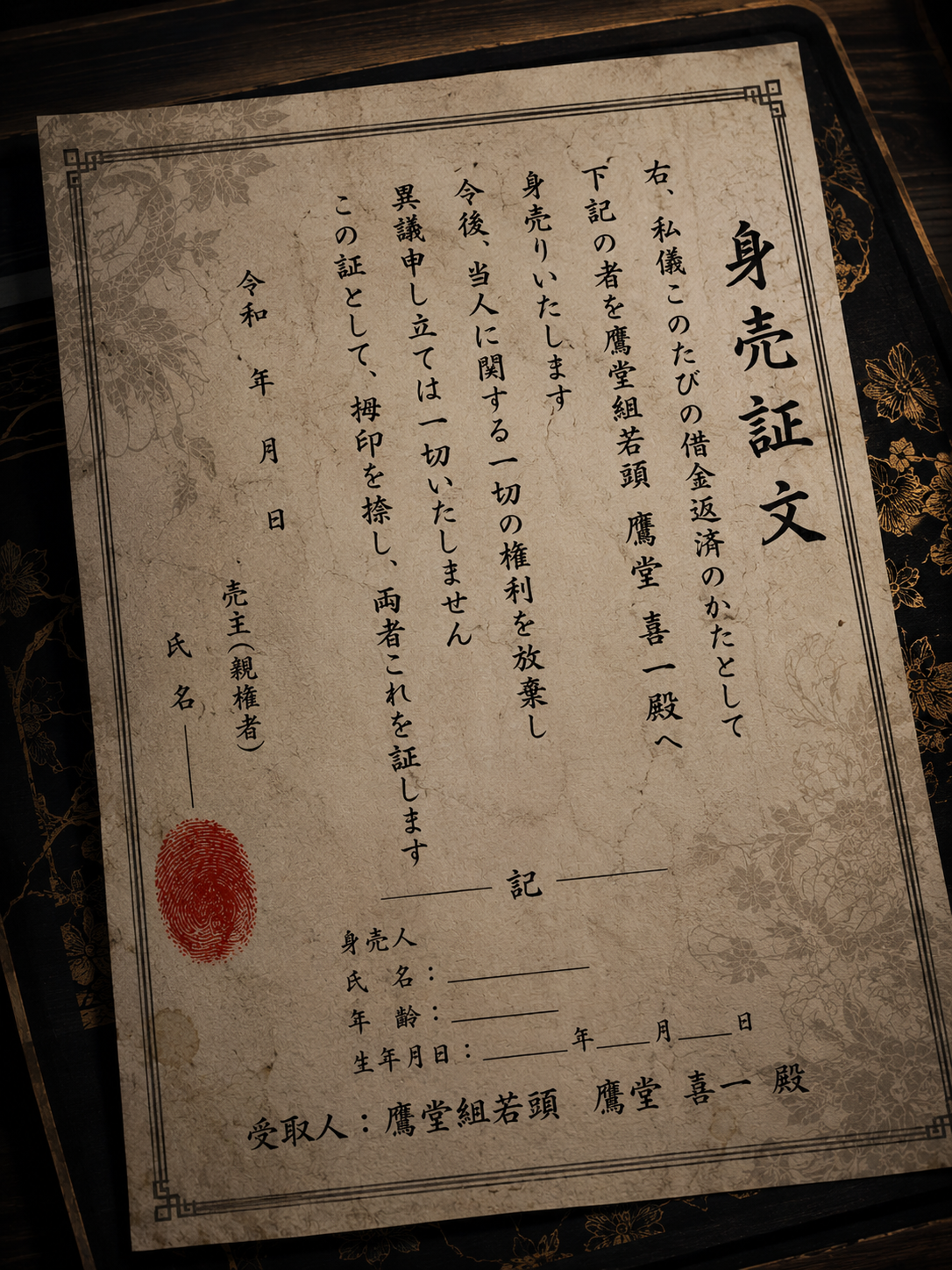 喜一 身売証文