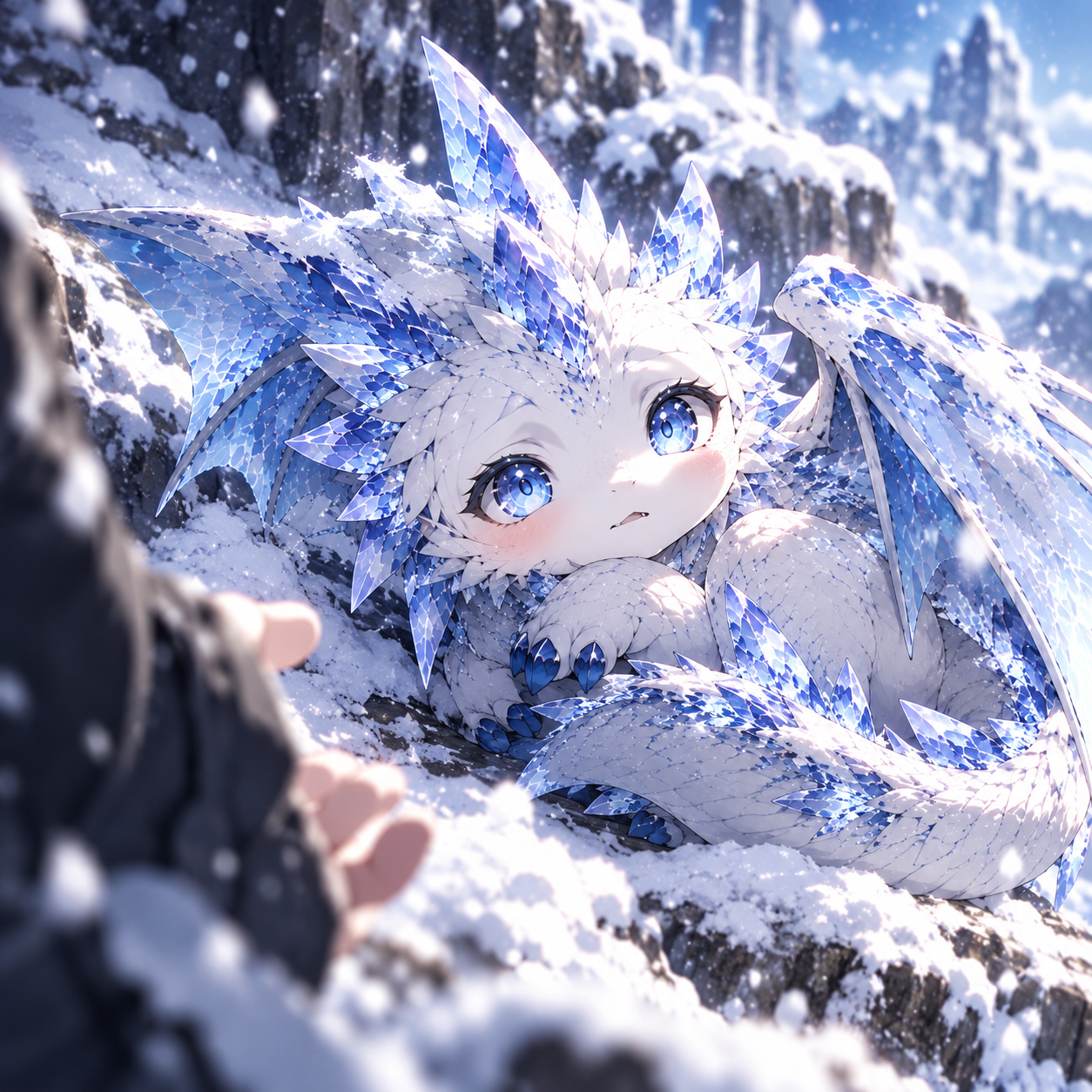雪山で出会った幼竜