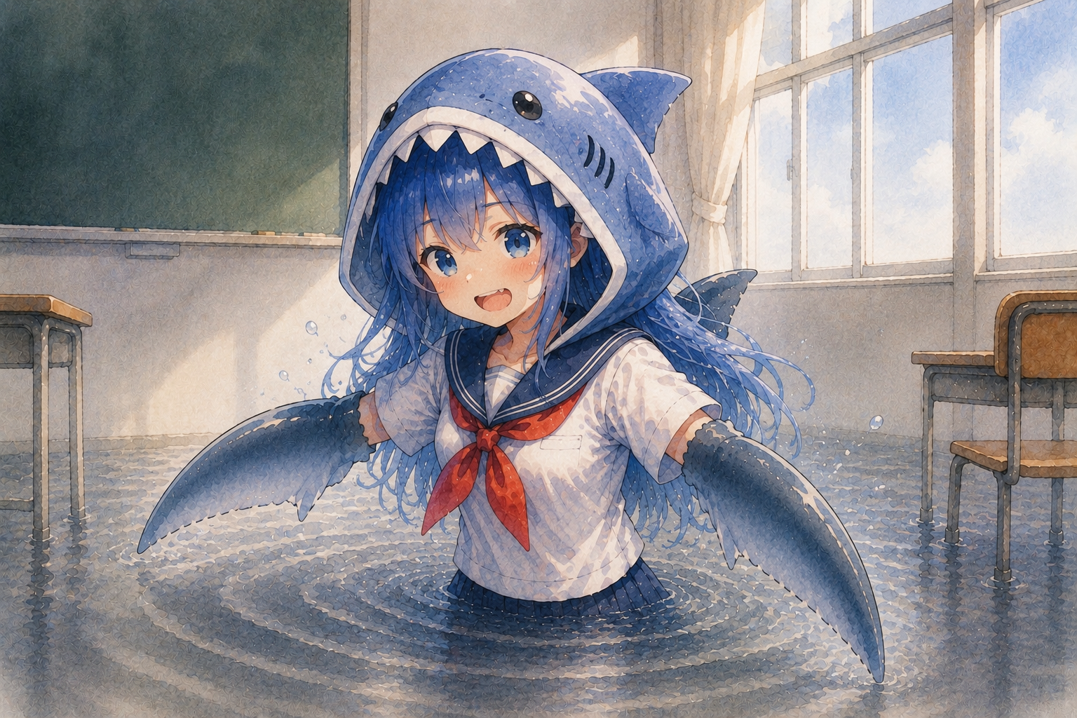 ホホジロ沈む