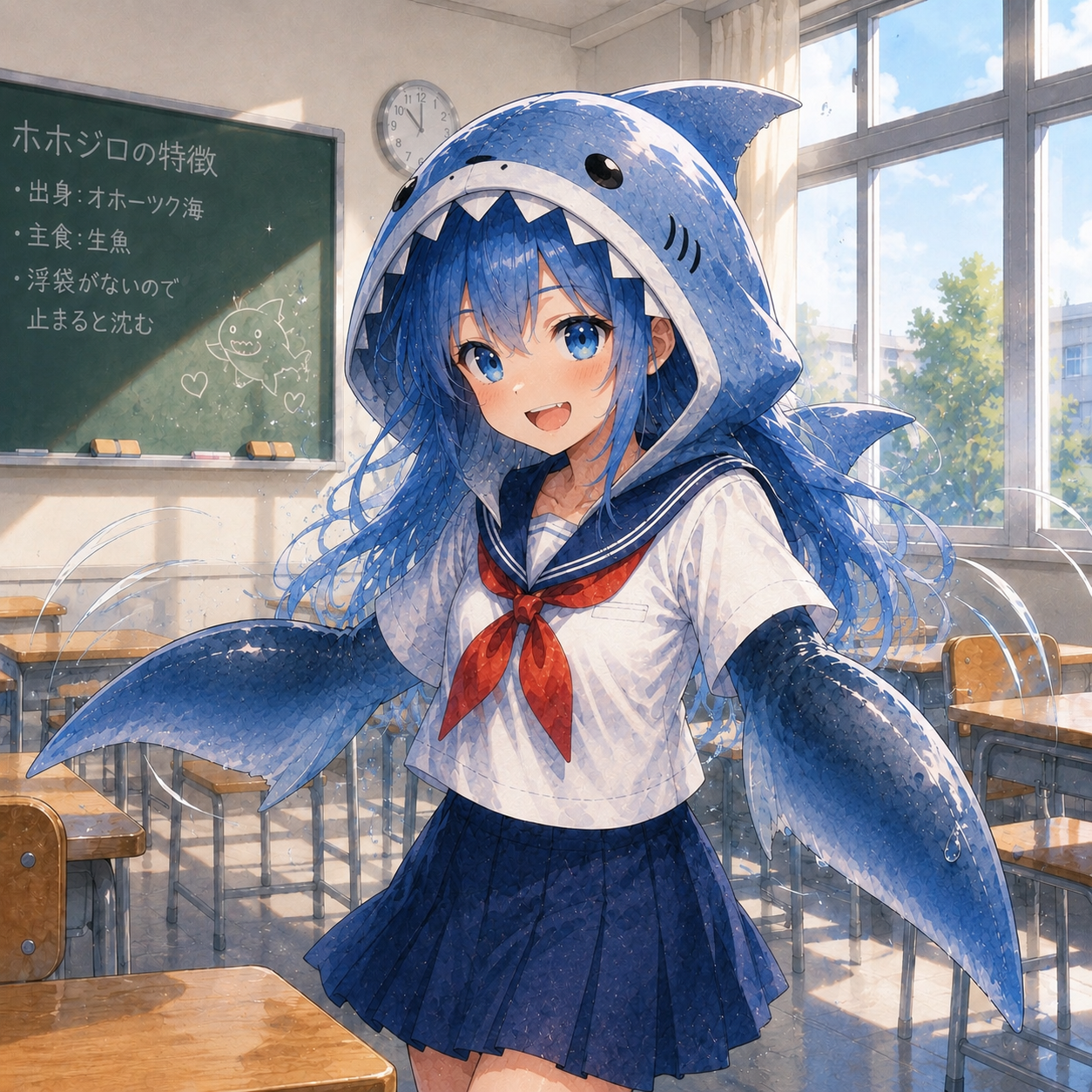 ホホジロヒレをパタパタ