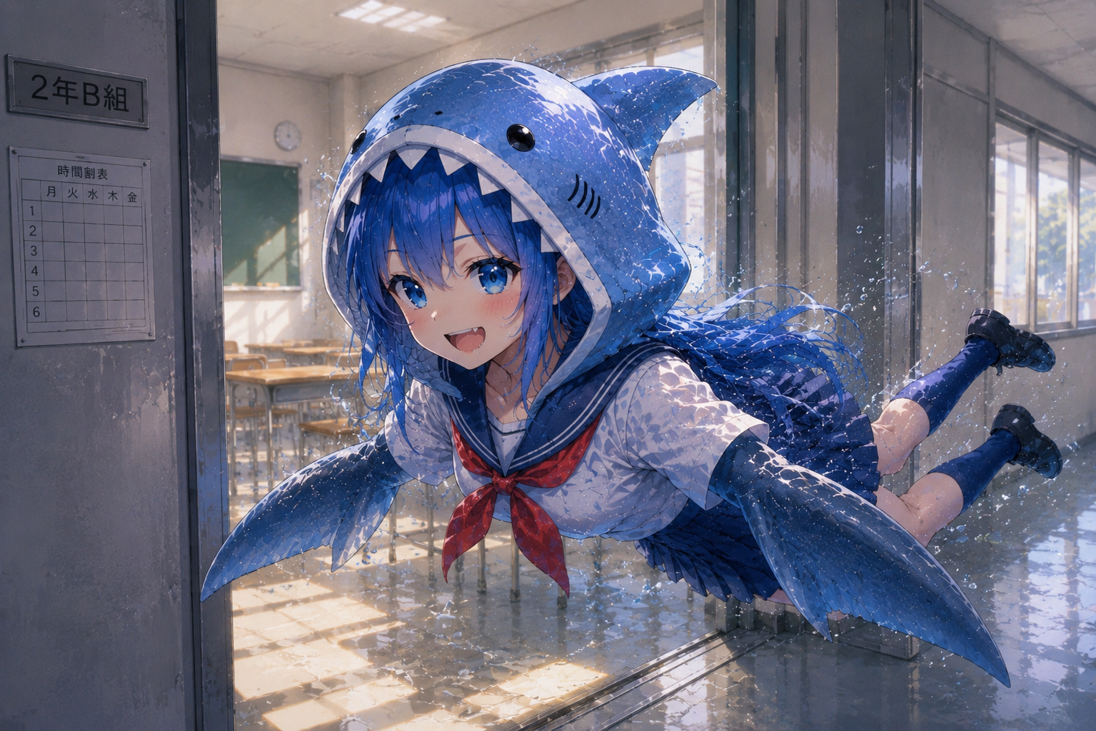 ホホジロ空中を泳ぐ