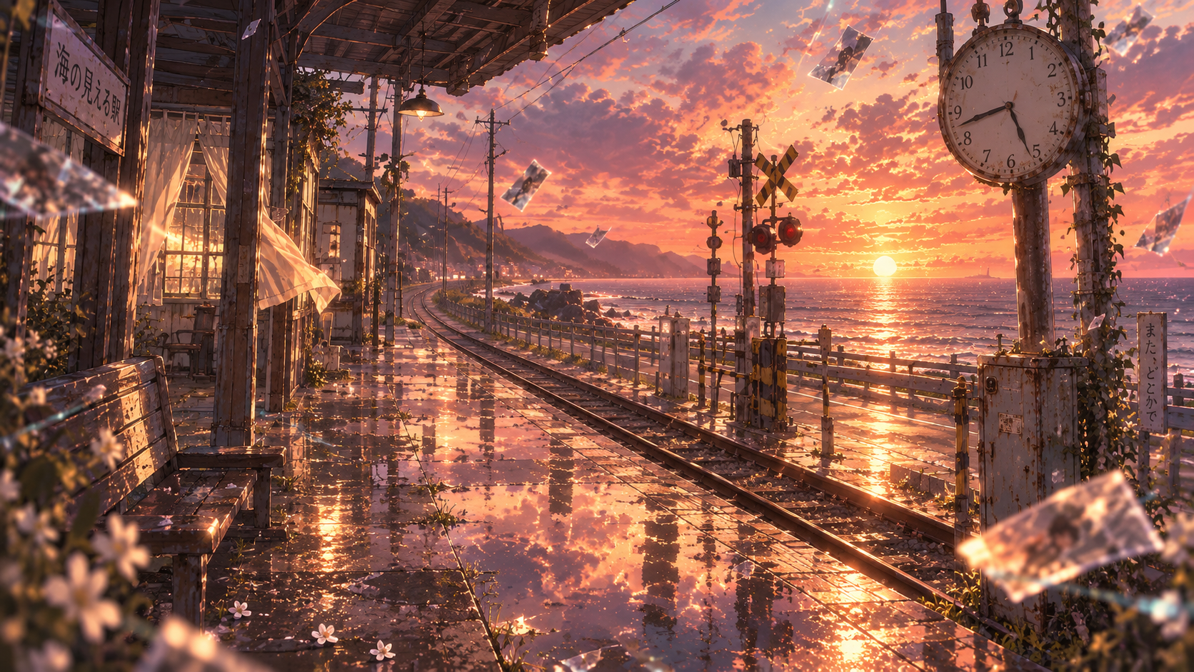 夢世界夕焼けの海辺駅