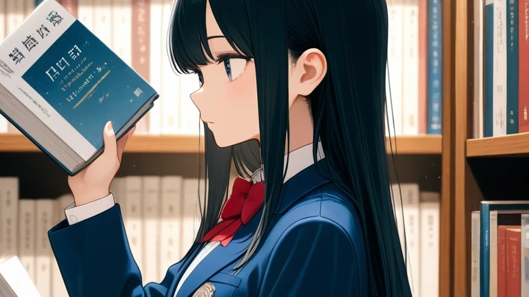 図書館にて