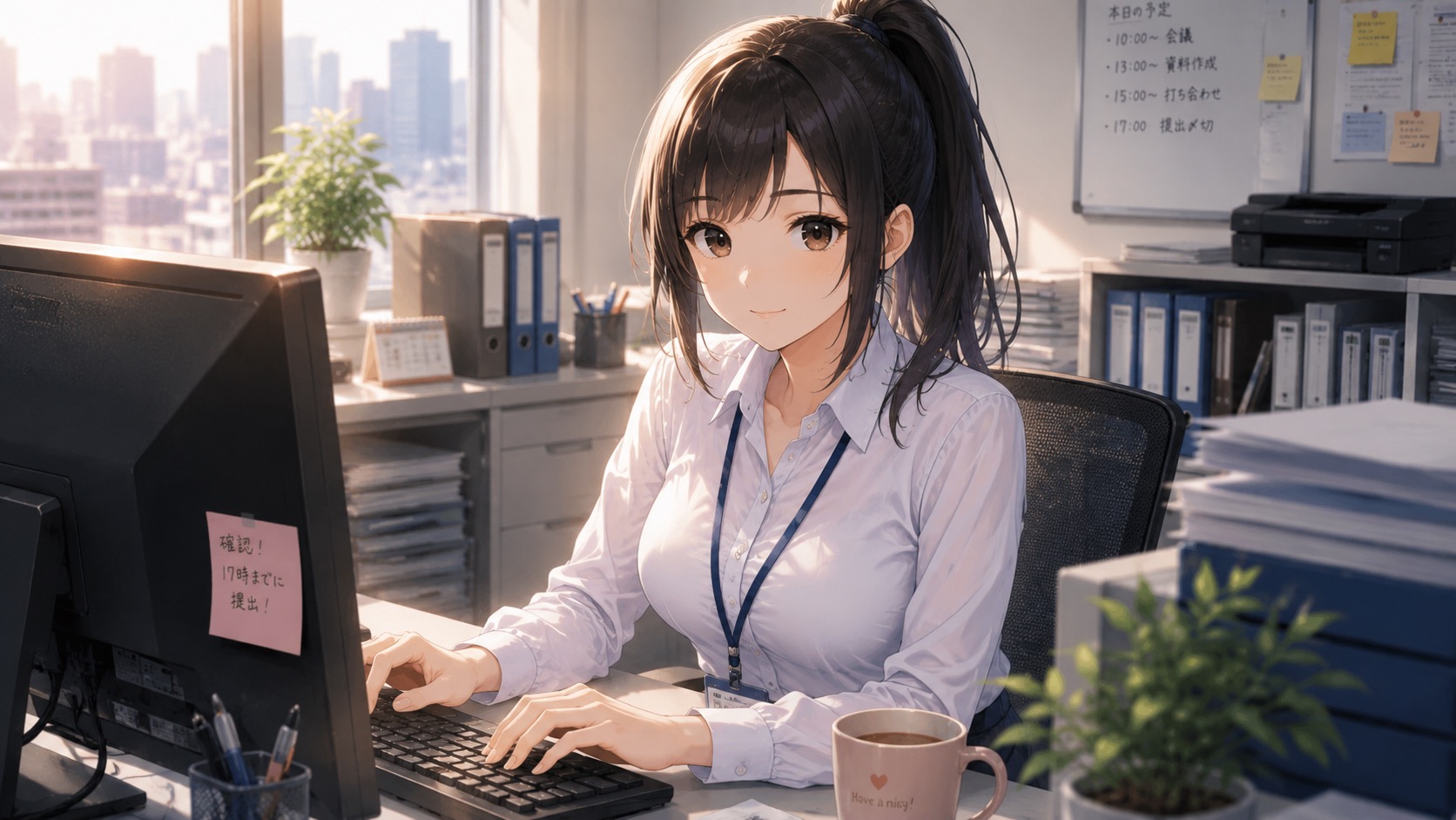 残業中の先輩