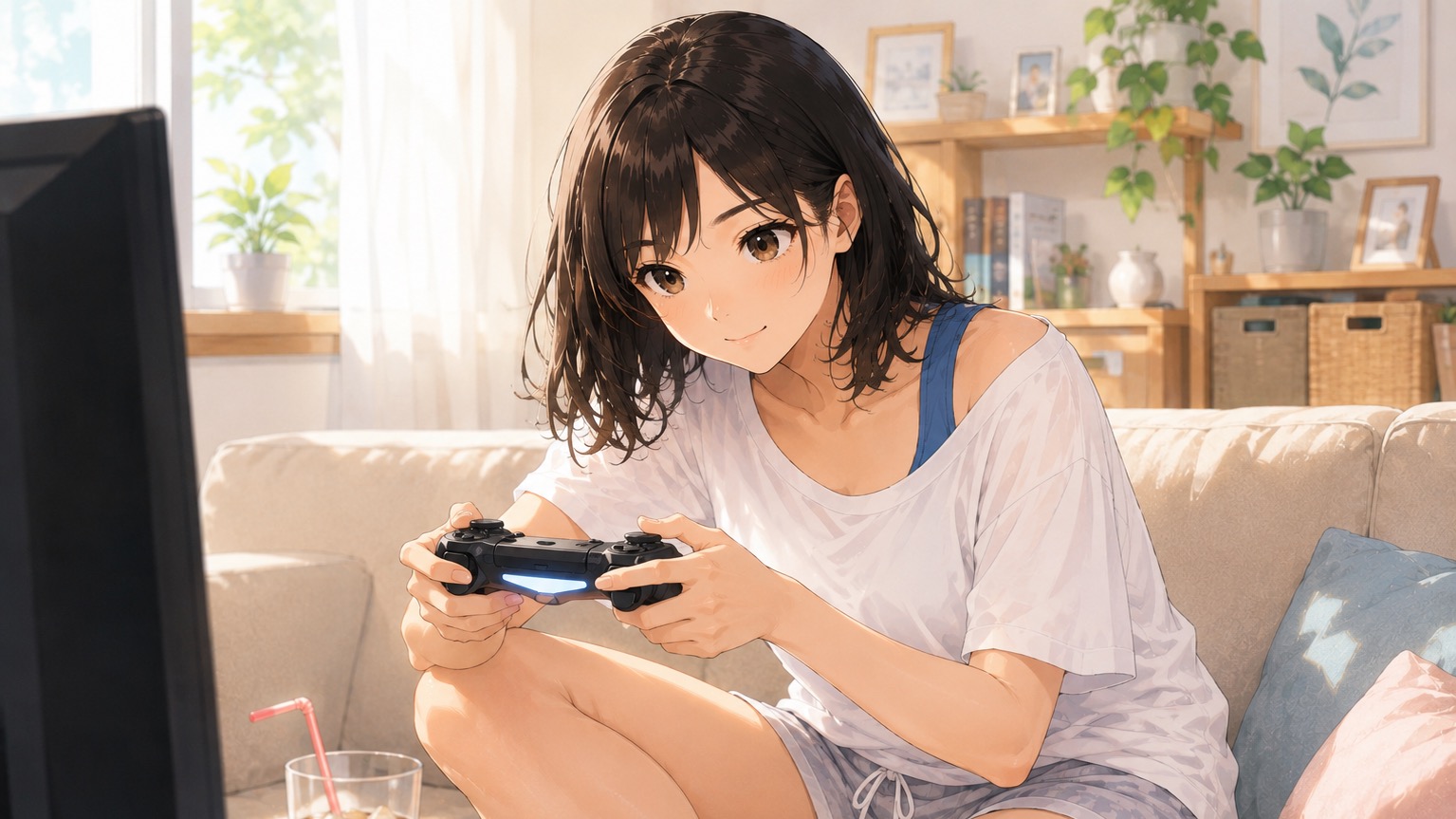 ゲームに夢中な休日の午後
