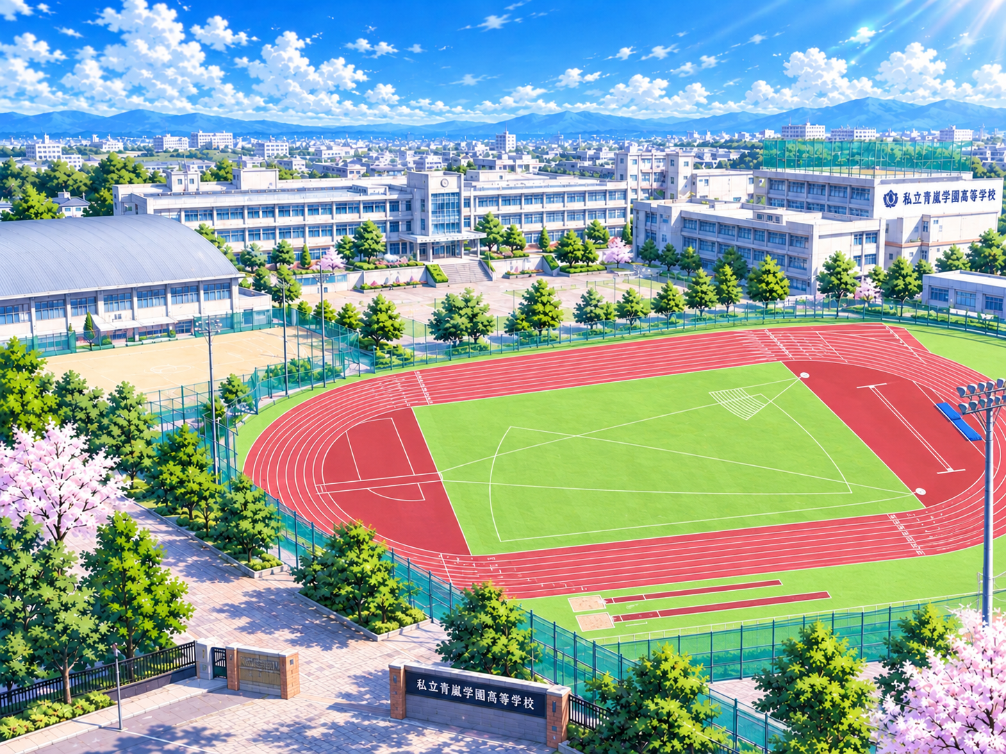 私立青嵐学園の全景