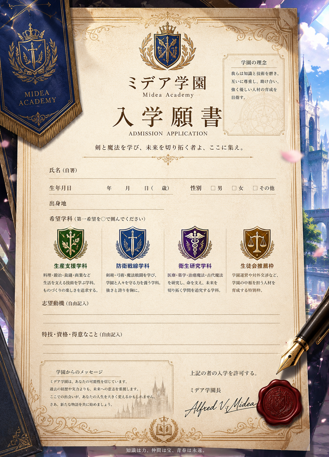 入学願書
