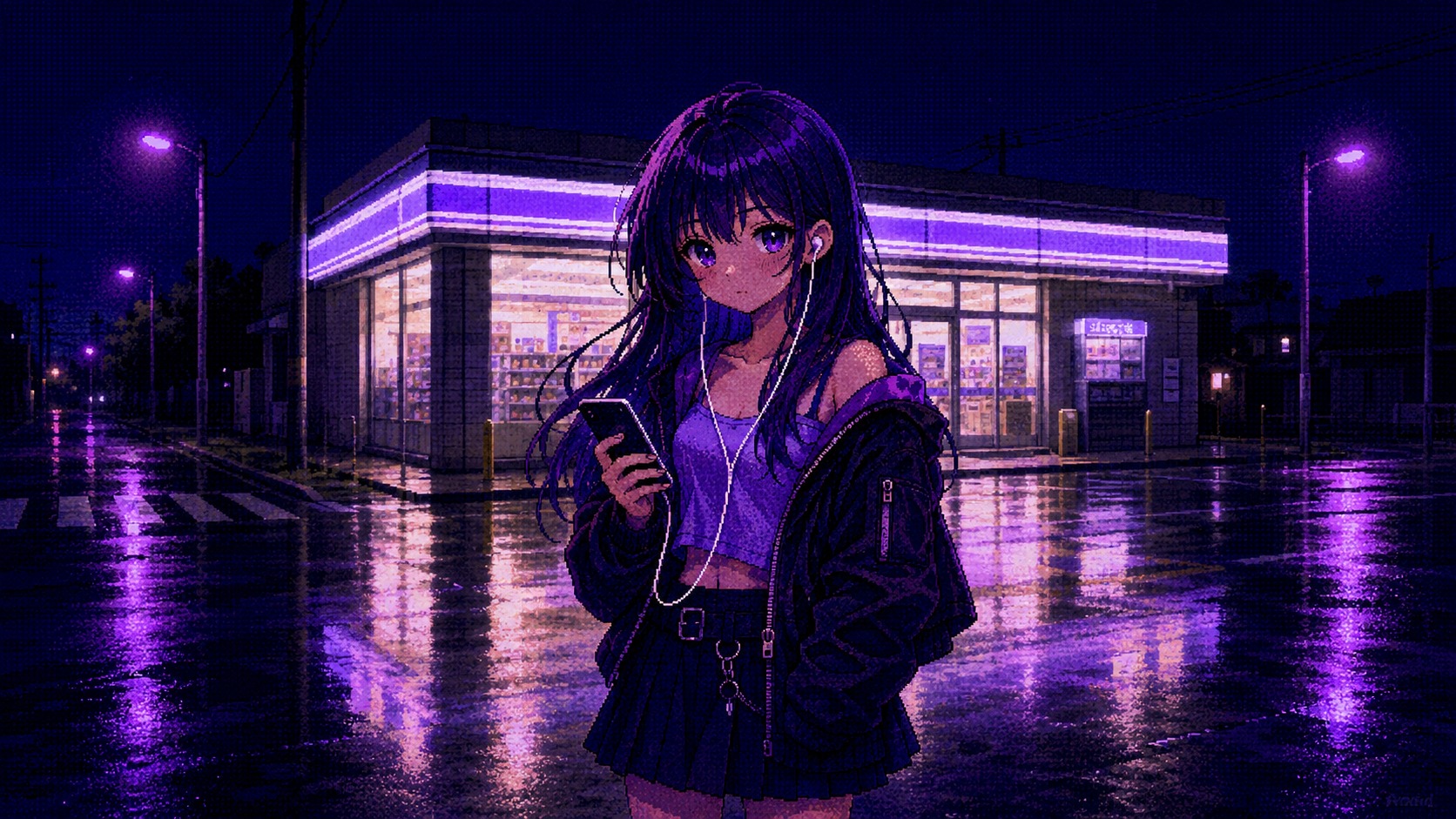 午前0時のコンビニ前