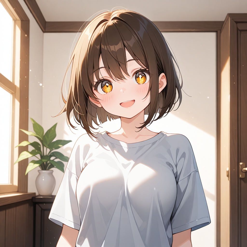 家で春奈笑顔