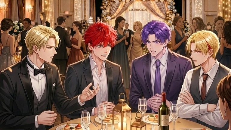 パーティ会場での言い争い。