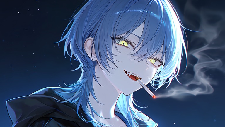 夜の街にふらっと現れる、八重歯とタバコが特徴の女性が近づく