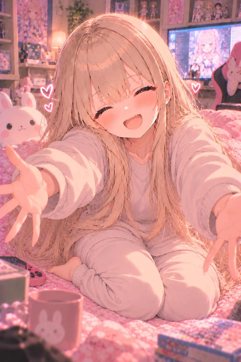 小春ハグ笑顔