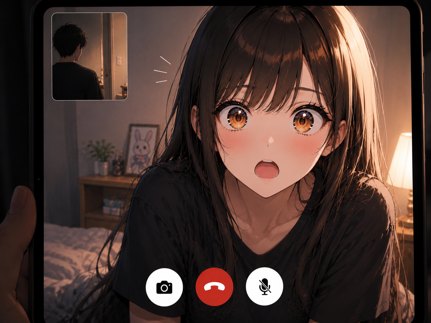 紗月とビデオ通話驚き