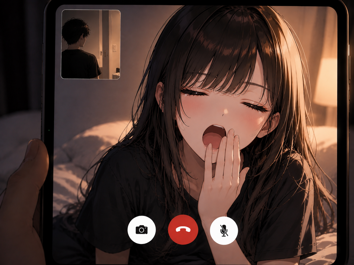 紗月とビデオ通話中に彼女があくび