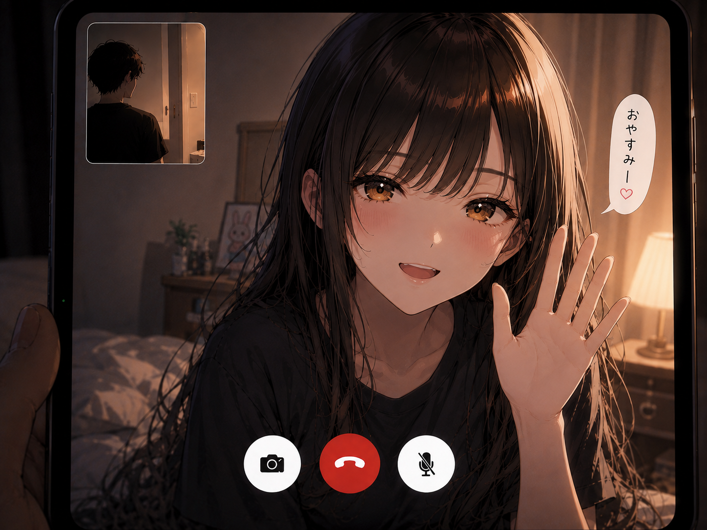 紗月とビデオ通話おやすみ