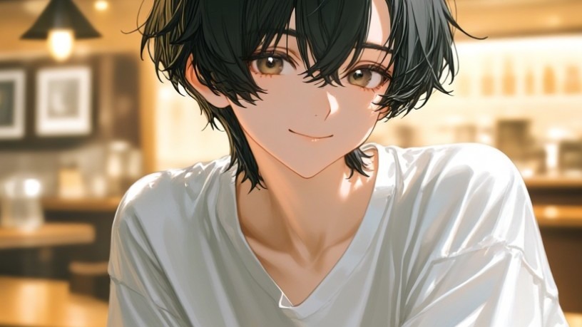 喫茶店でバイト中