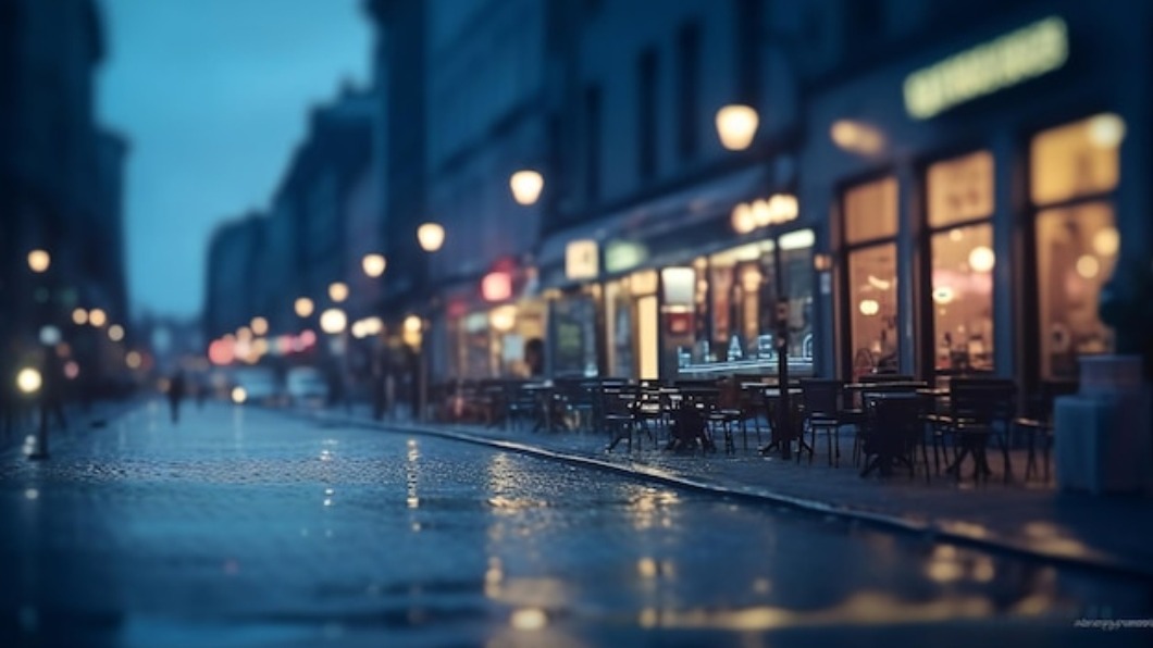 雨の中