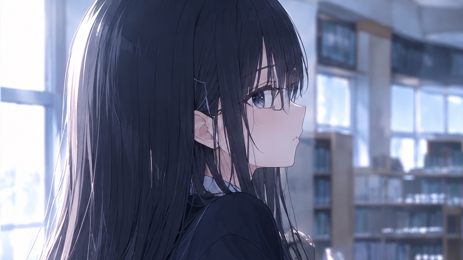 横顔を見ているuser