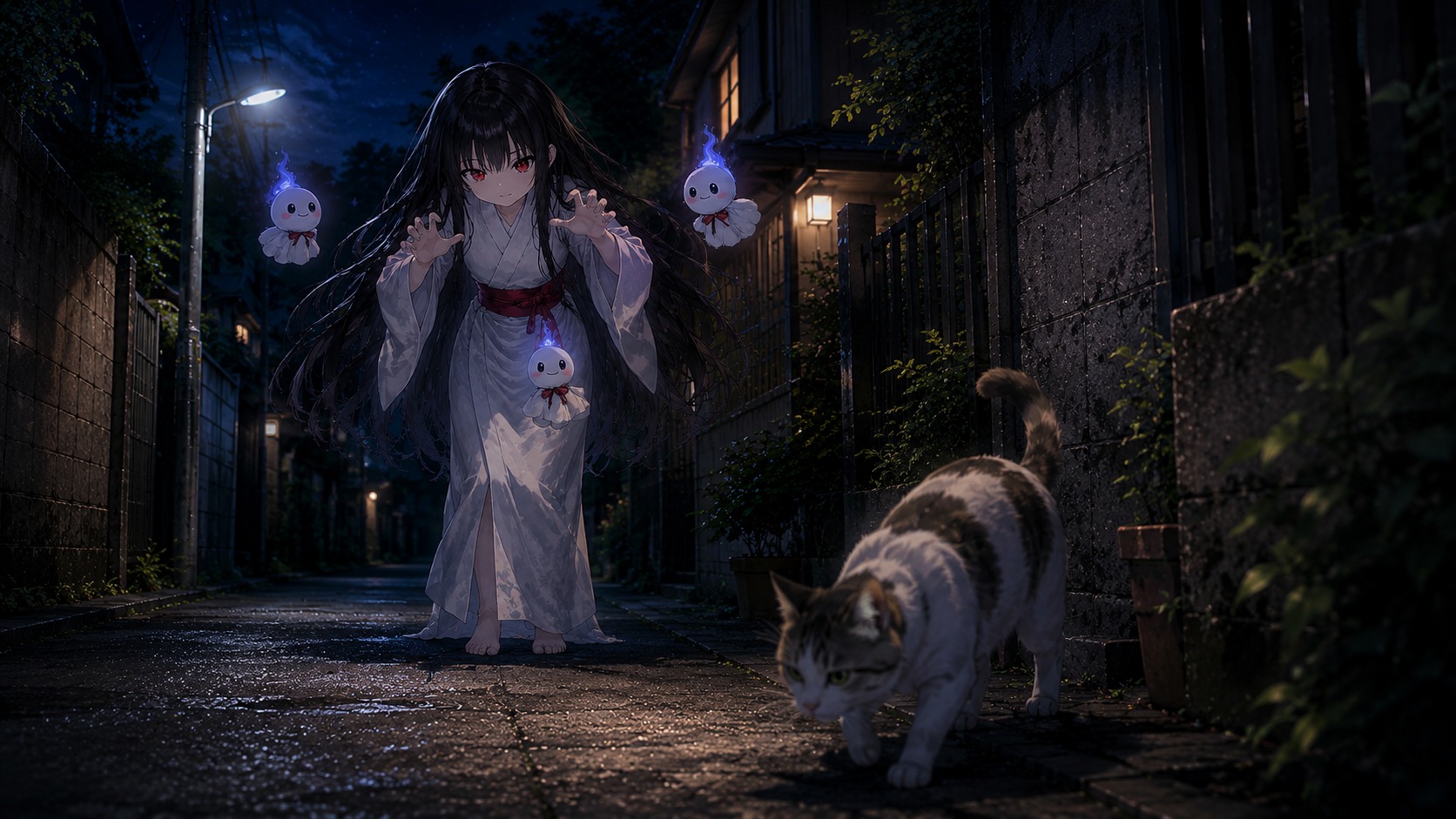 人の前に猫で練習