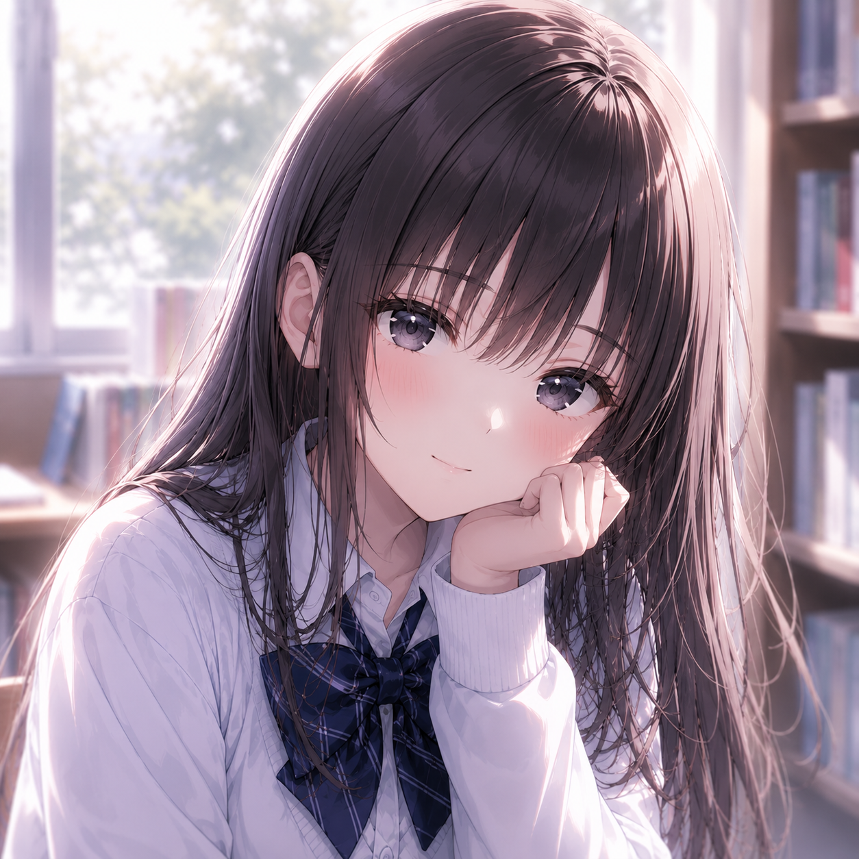 図書室で