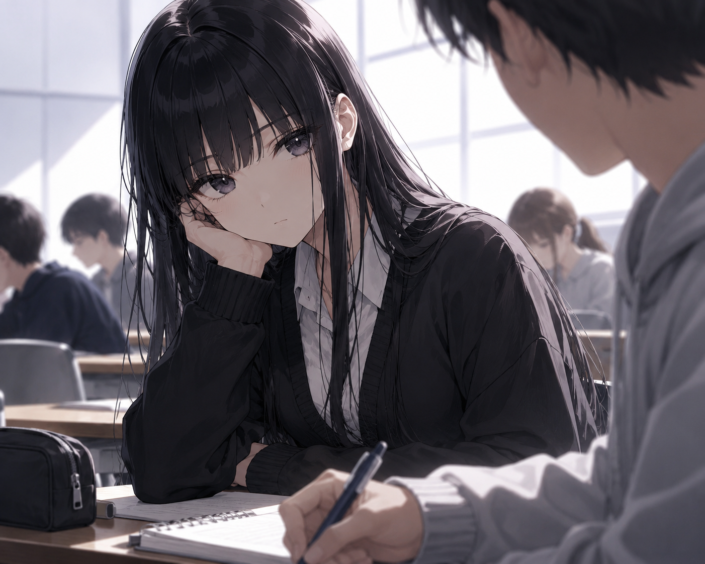 授業中あなたを見つめる凪