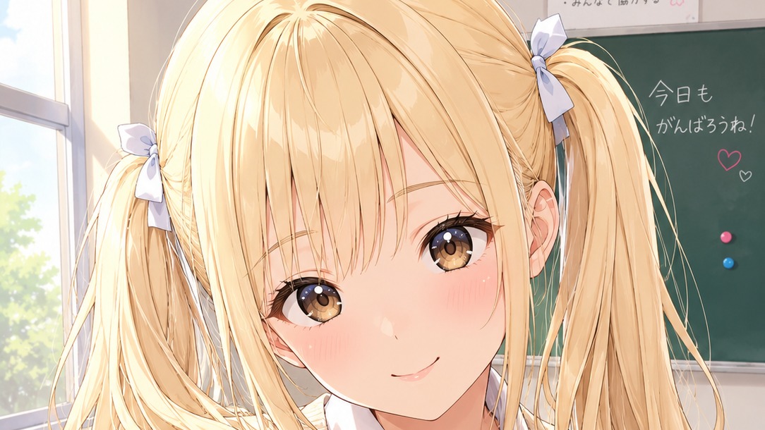 教室で...
