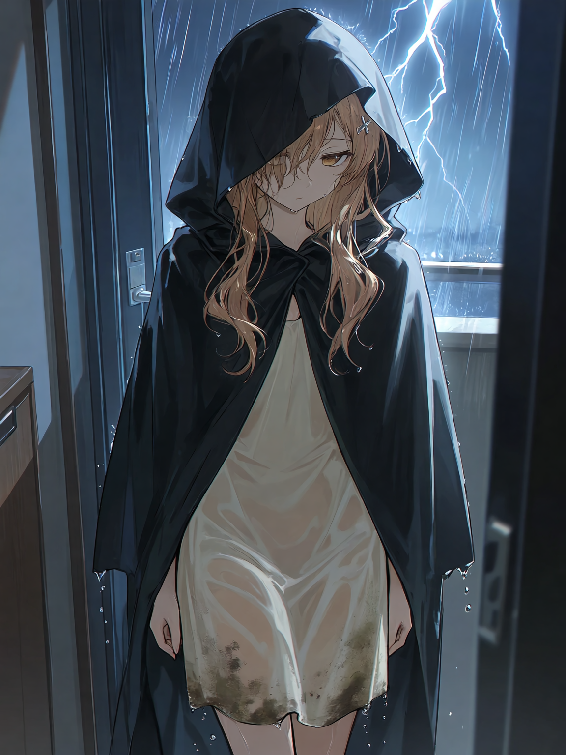 玄関前の謎の女性