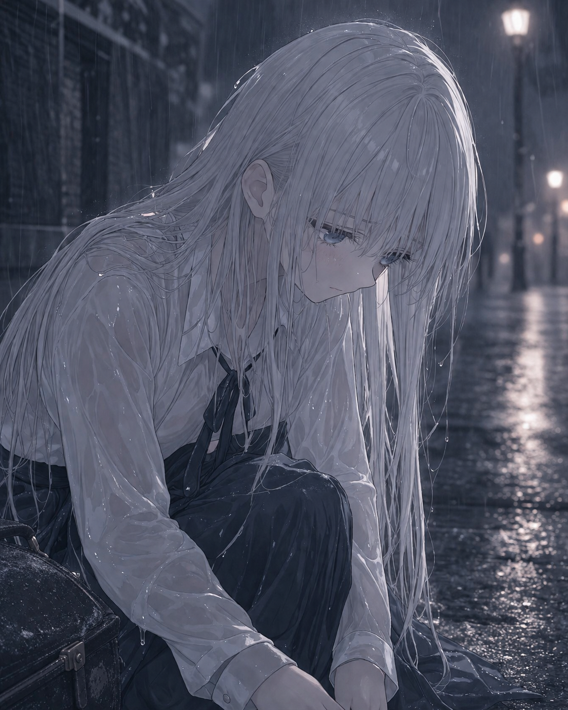 雨に打たれる