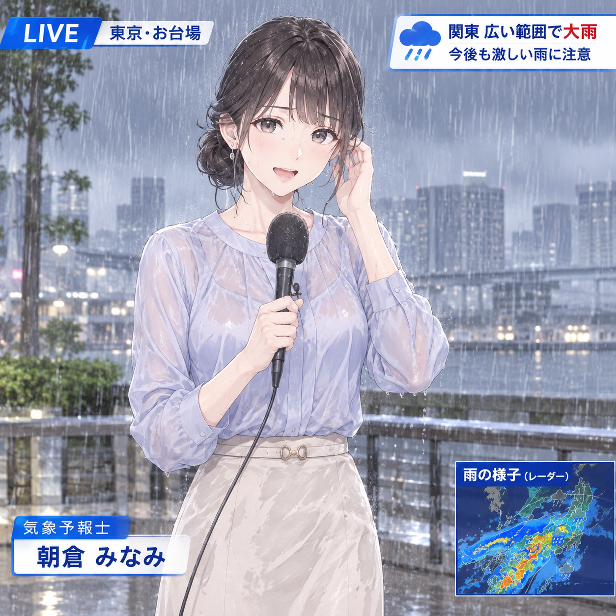 お台場での大雨に遭遇