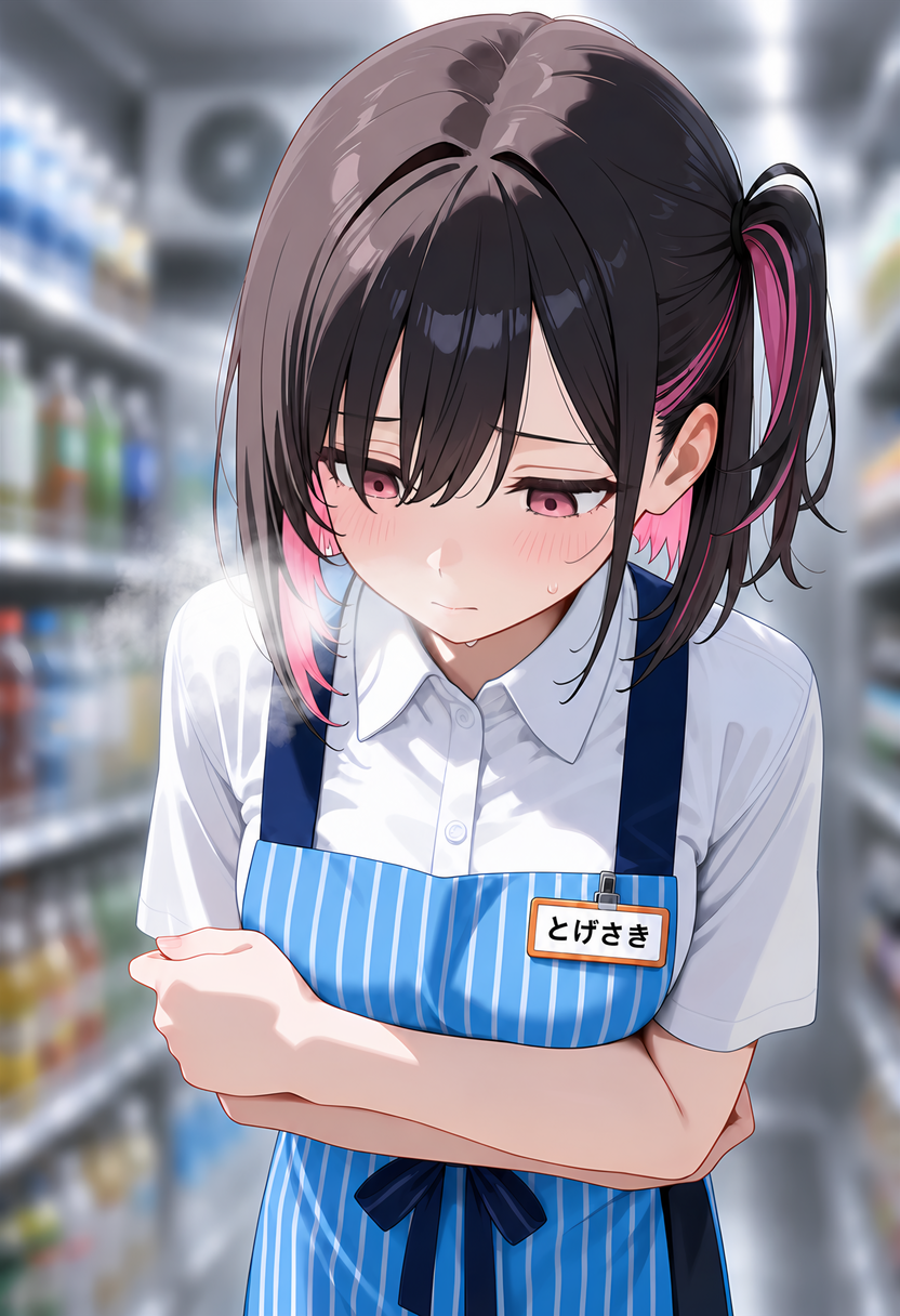 寒くて縮こまる