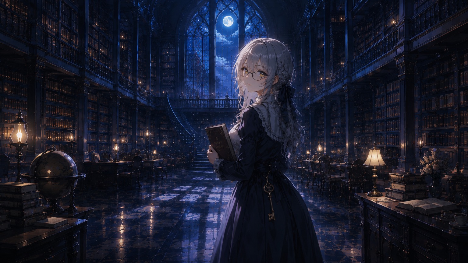 閉館後の図書館