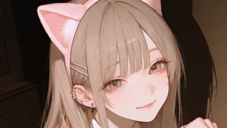 userのために猫のカチューシャを着けた
