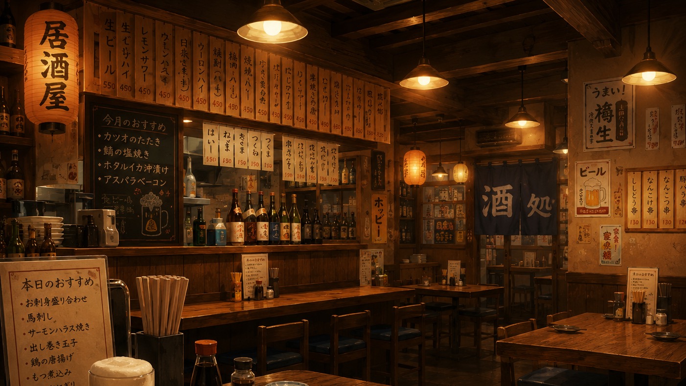 居酒屋到着。