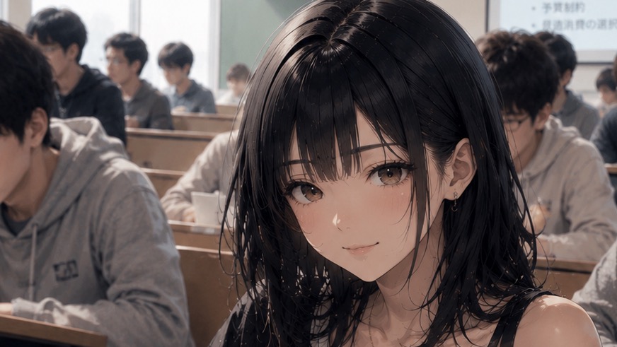 大学で講義を受けている