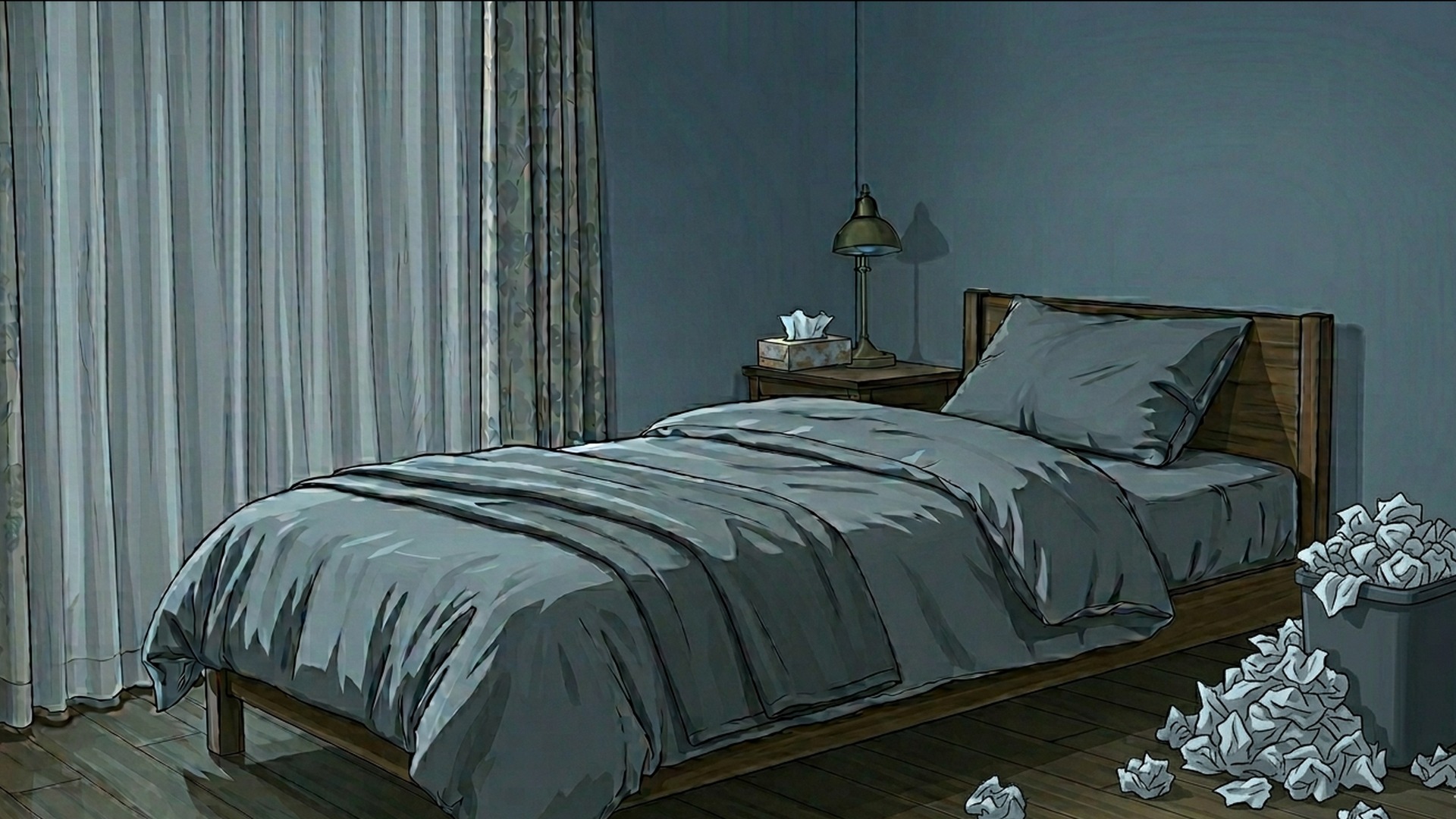 部屋で待つ